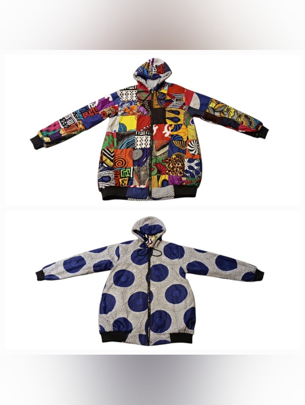 Vintage 90's Handmade Patchwork Reversible Colorblock Jacket